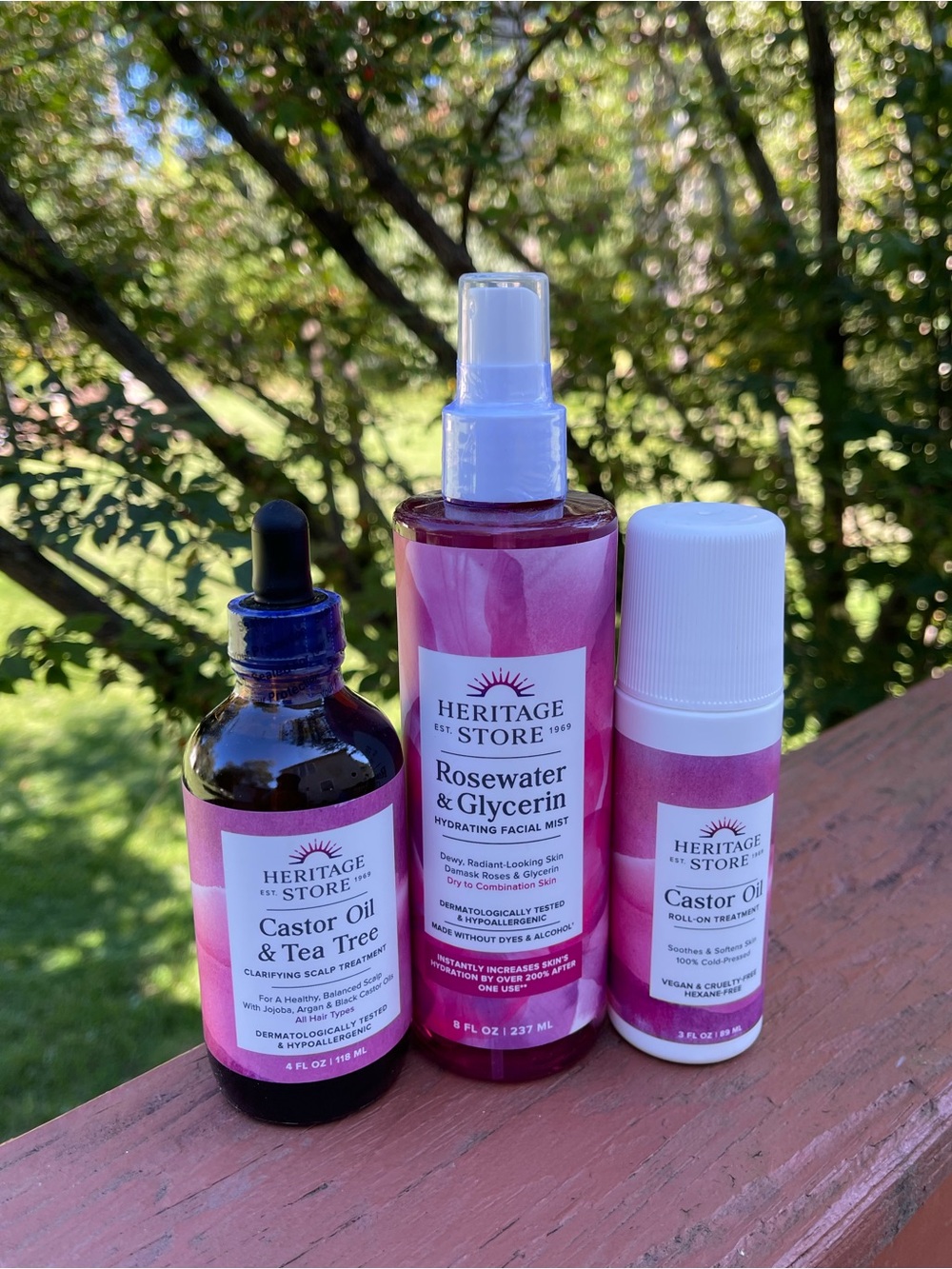 Heritage Rosewater & Glycerin Hydrating Mist and castor oil